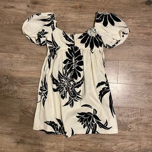 Floral Black White Mini Dress